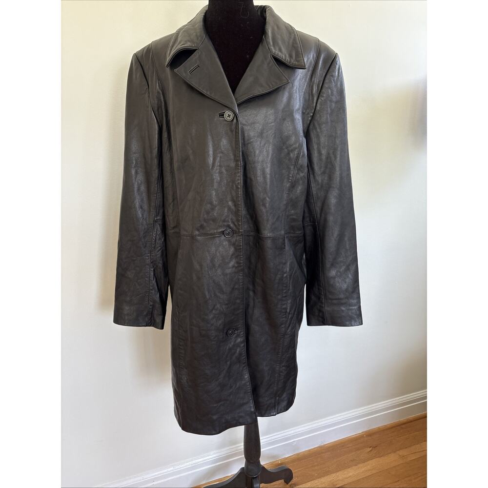 Alfani Women's Leather Trench Coat Minimalist Capsule Wardrobe City Chic | L